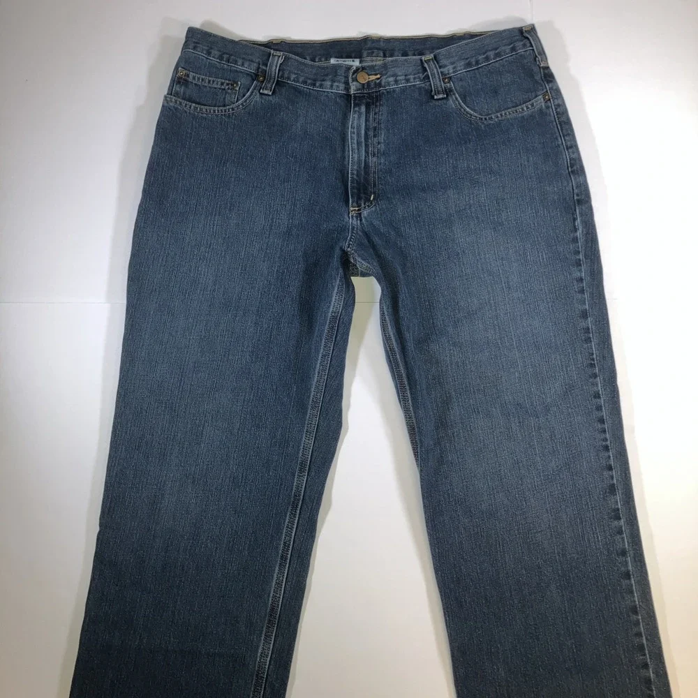 Carhartt Relaxed Fit Jeans Mens 40x30 Blue Straight Leg Workwear BD1483